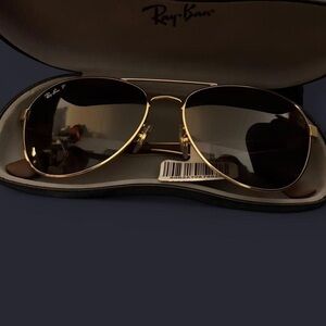 Ray-Ban Gold Frame Sunglasses with Dark Lenses
